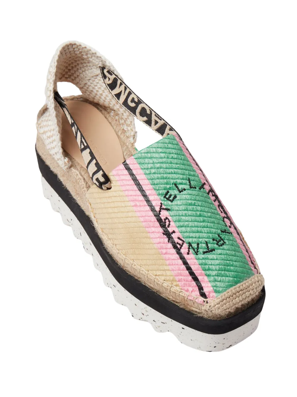 Gaia Striped Raffia Platform Espadrilles (Green)
