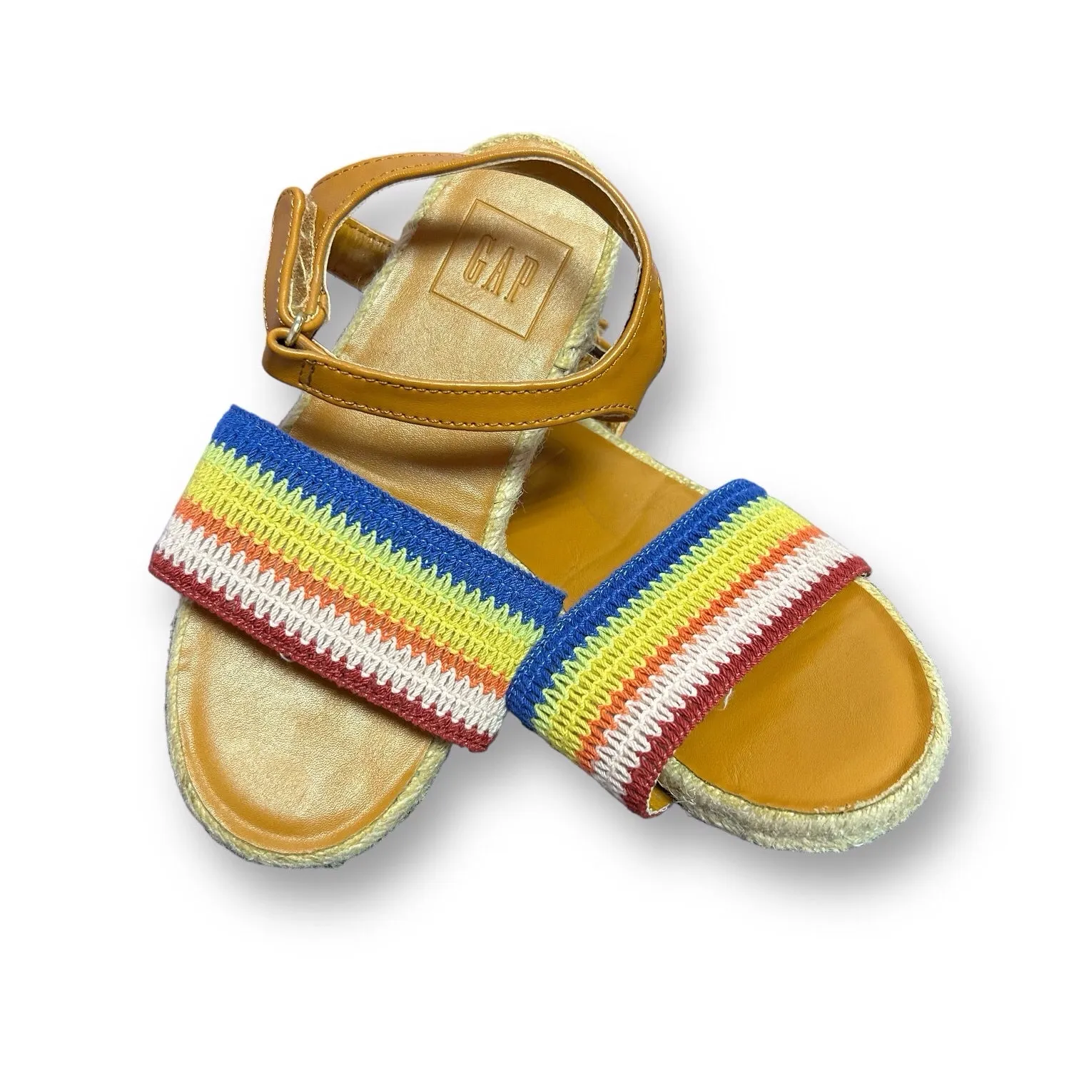 Gap Big Girl Size 11 Woven Rainbow Easy-Fasten Sandals