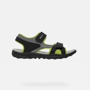 GEOX Boys J Vaniett Black/Lime Sandals