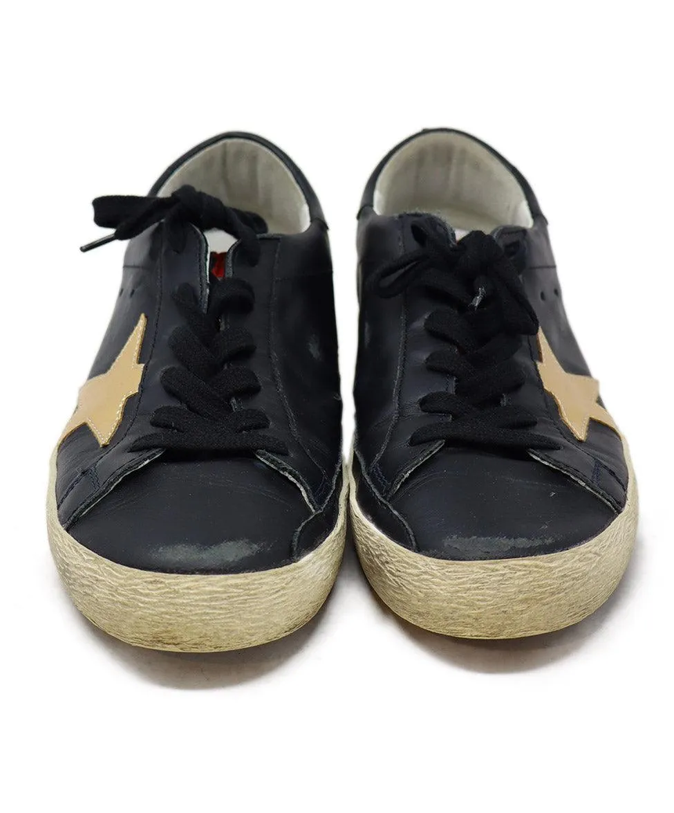 Golden Goose Black Leather & Gold Sneakers sz 8