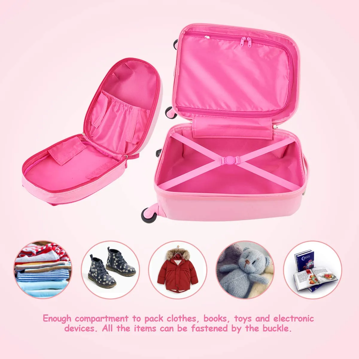 Goplus 2Pc Kid Luggage, 12" & 16" Kids Carry On Luggage Set, Carry On Spinner Luggage Set, Christmas Gift for Boys and Girls