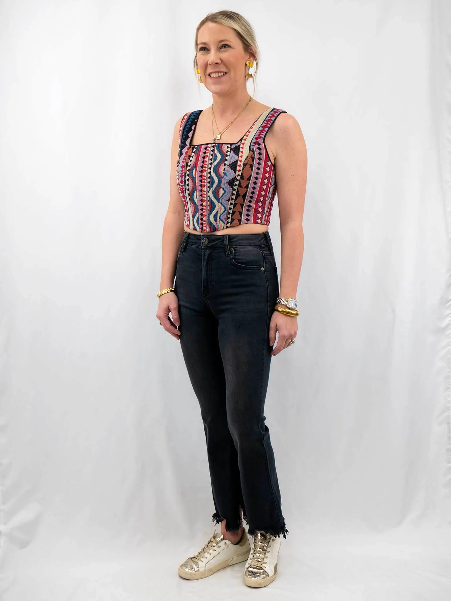 Happi Black Frayed Hem Cropped Flare Jean