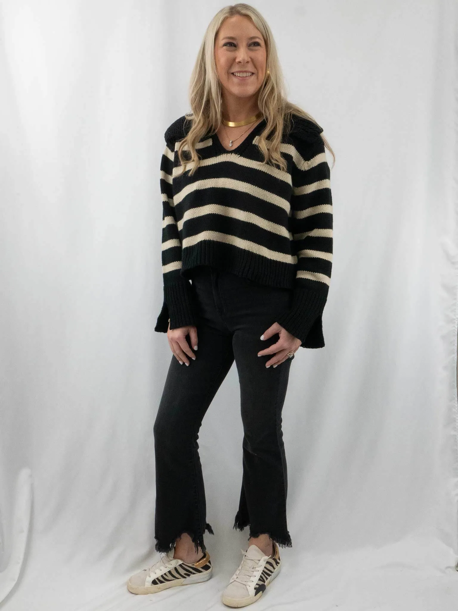 Happi Black Frayed Hem Cropped Flare Jean