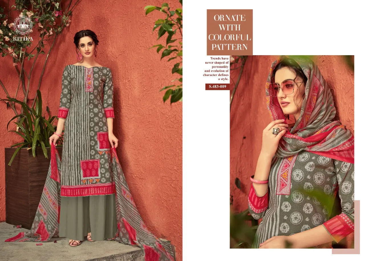 HARSHIT PRESENTS RITIKA SWAROVSKI DIAMOND WORK LAWN COTTON SUIT