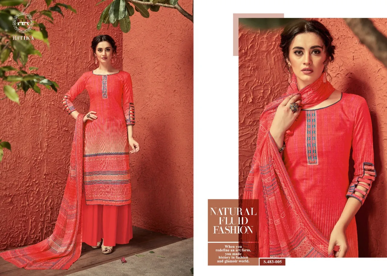 HARSHIT PRESENTS RITIKA SWAROVSKI DIAMOND WORK LAWN COTTON SUIT