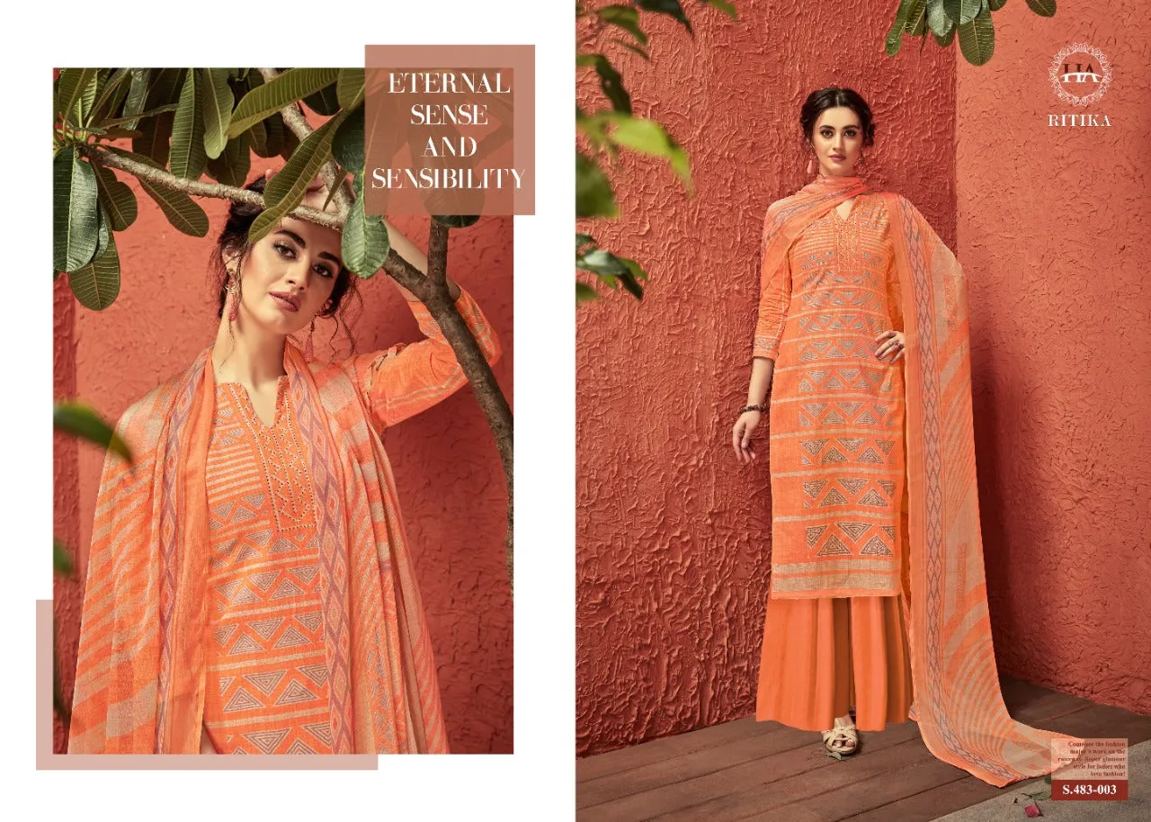 HARSHIT PRESENTS RITIKA SWAROVSKI DIAMOND WORK LAWN COTTON SUIT