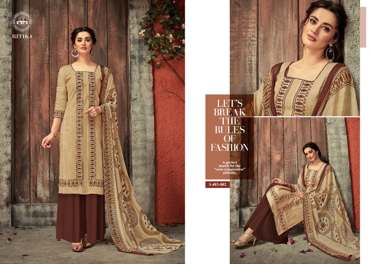 HARSHIT PRESENTS RITIKA SWAROVSKI DIAMOND WORK LAWN COTTON SUIT