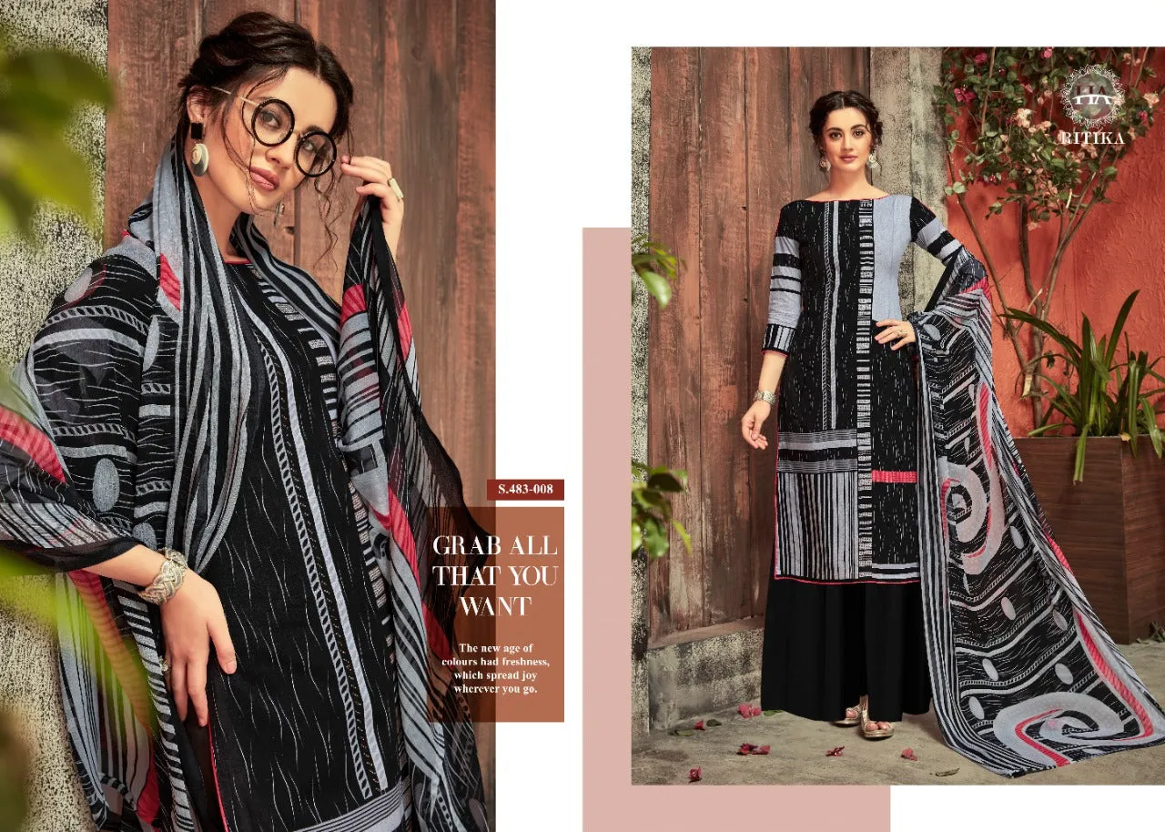 HARSHIT PRESENTS RITIKA SWAROVSKI DIAMOND WORK LAWN COTTON SUIT