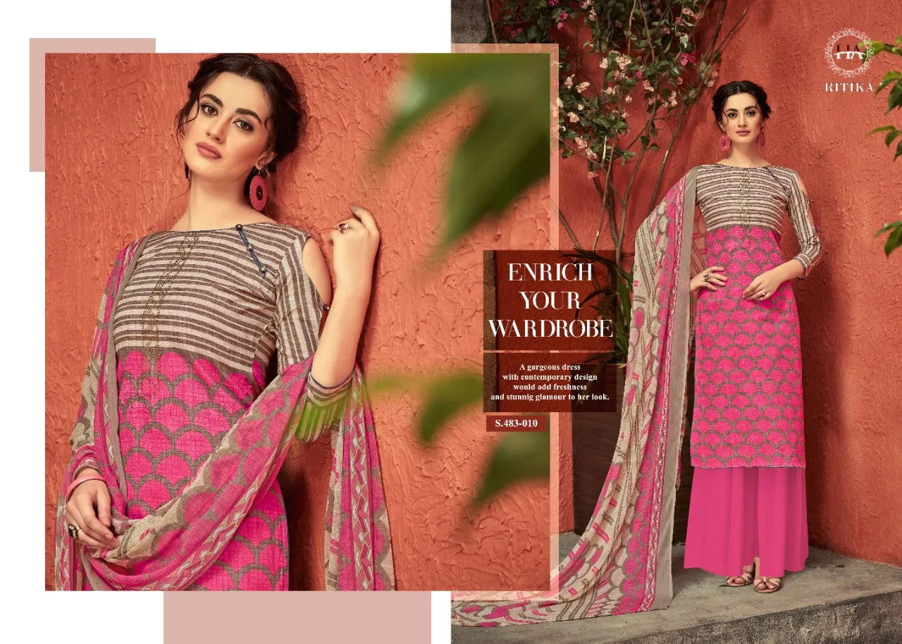 HARSHIT PRESENTS RITIKA SWAROVSKI DIAMOND WORK LAWN COTTON SUIT
