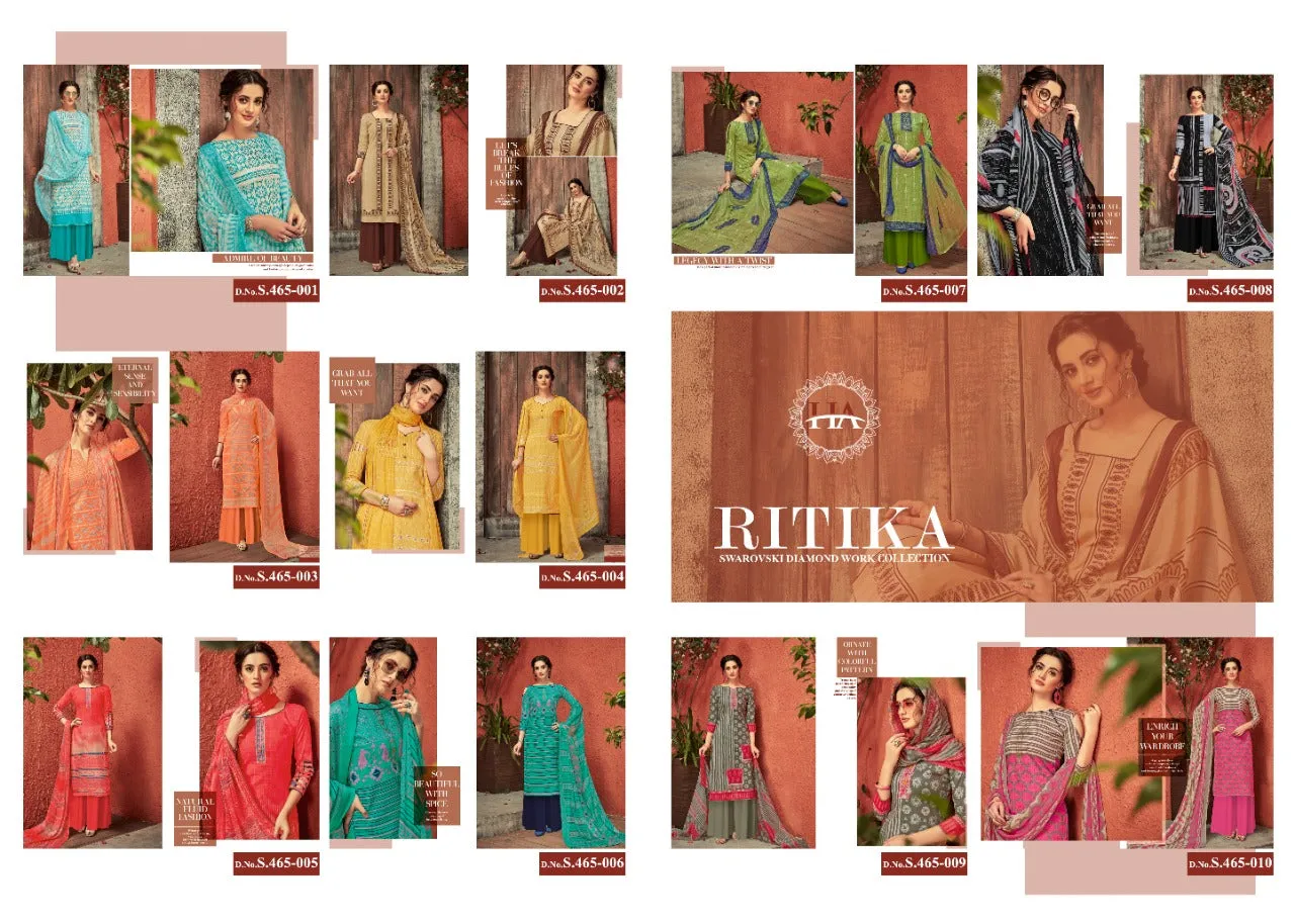 HARSHIT PRESENTS RITIKA SWAROVSKI DIAMOND WORK LAWN COTTON SUIT