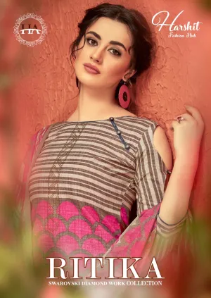 HARSHIT PRESENTS RITIKA SWAROVSKI DIAMOND WORK LAWN COTTON SUIT