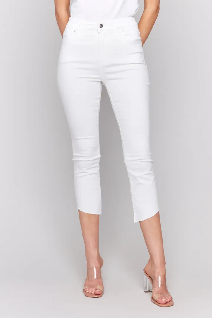 Hi Lo Raw Edge Hem Jean - White