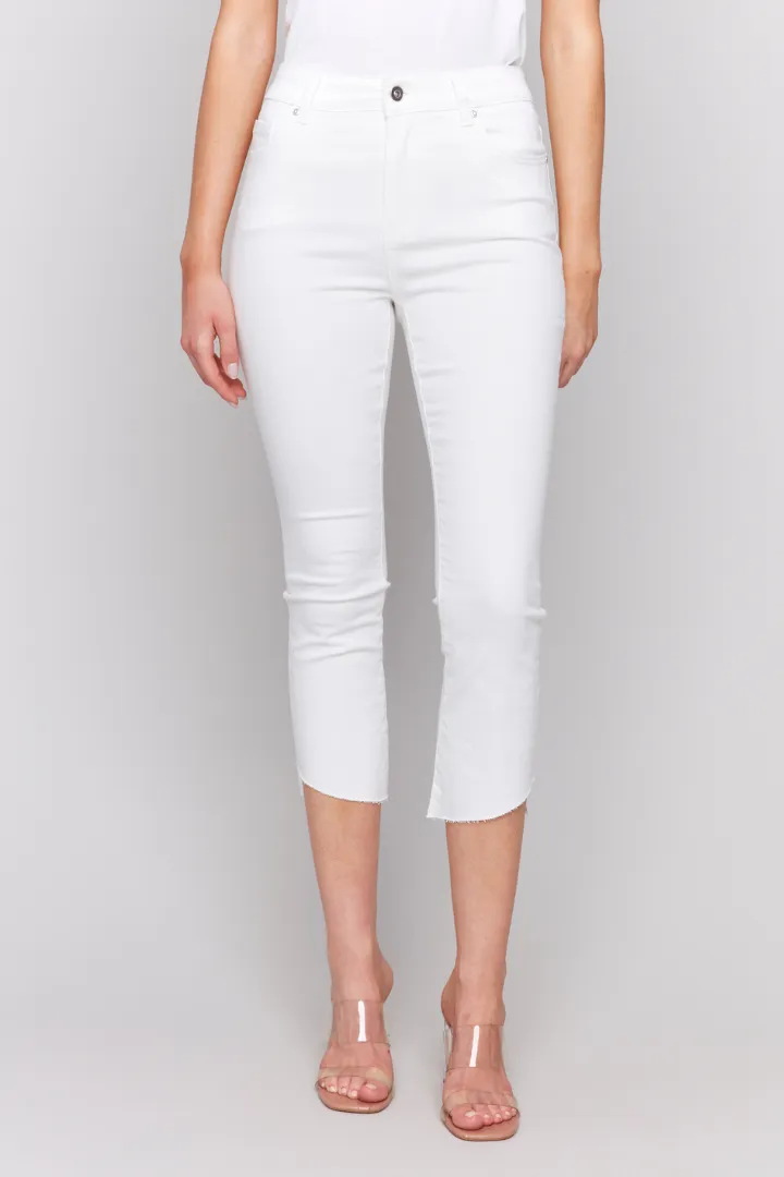 Hi Lo Raw Edge Hem Jean - White