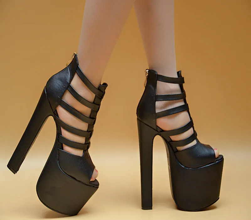 Hollow Out Peep Toe Platform Super HIgh Stiletto Heels Sandals