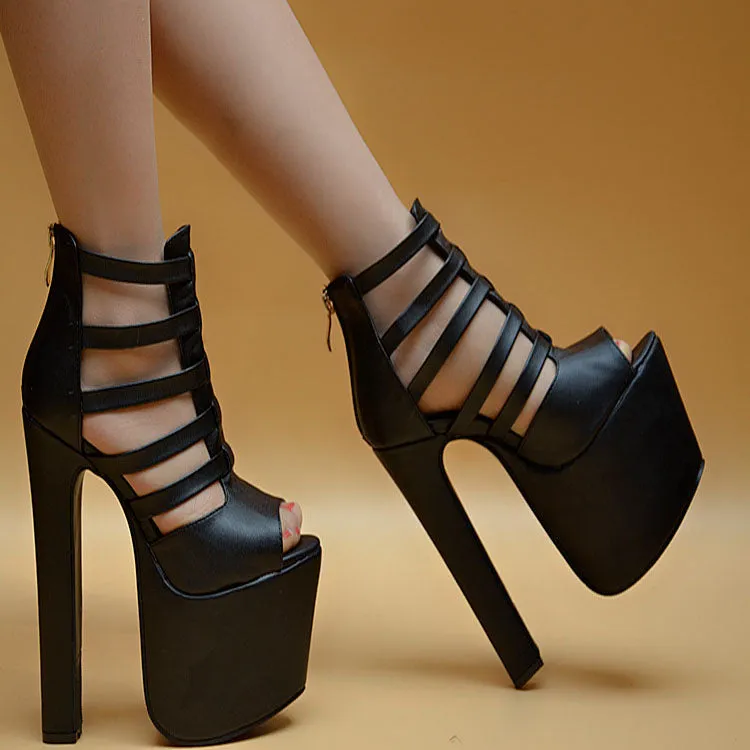Hollow Out Peep Toe Platform Super HIgh Stiletto Heels Sandals