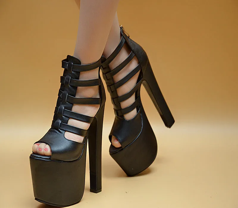 Hollow Out Peep Toe Platform Super HIgh Stiletto Heels Sandals