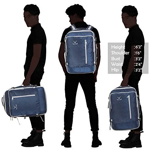 Hynes Eagle 38L Flight Approved Weekender Carry on Backpack Blue