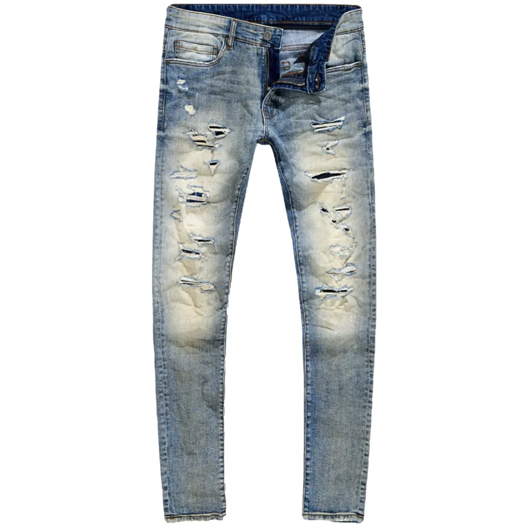 JORDAN CRAIG SKINNY FIT CRUSHED JEANS - DESERRT STORM