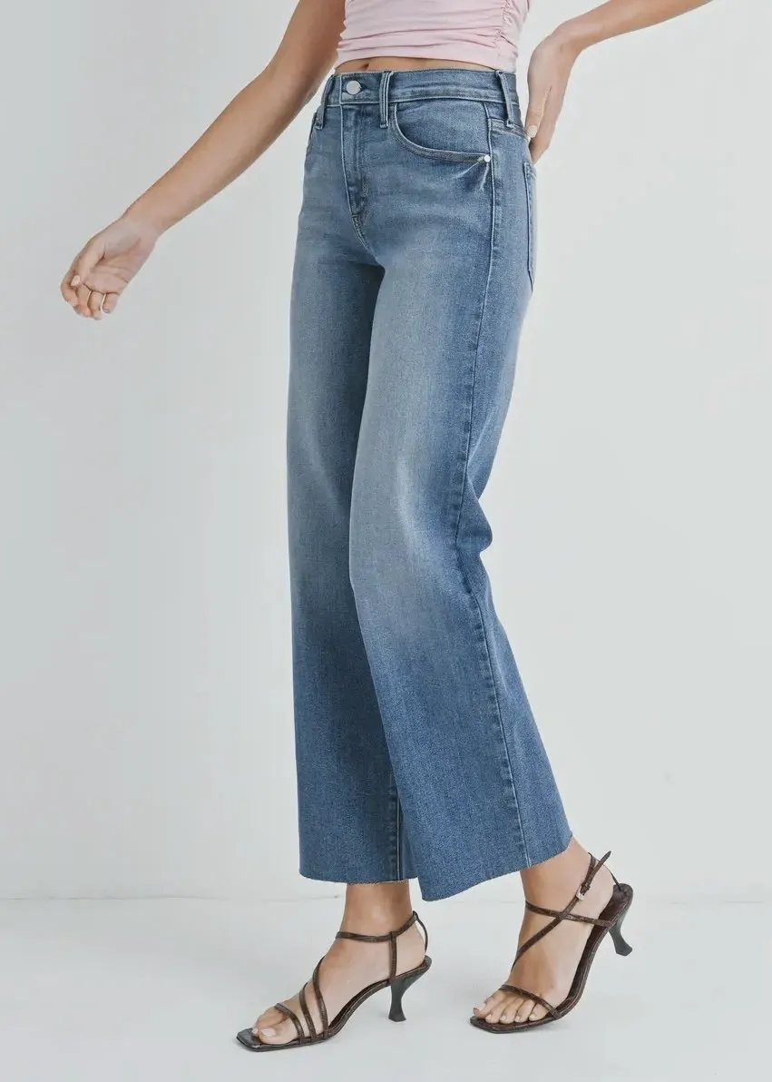 Just Black Medium Wash Slim Palazzo Jean