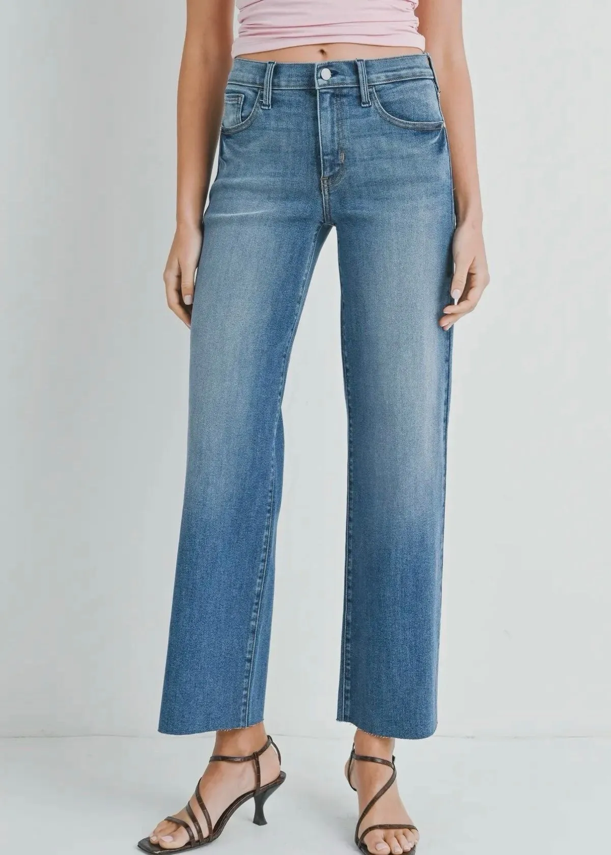 Just Black Medium Wash Slim Palazzo Jean