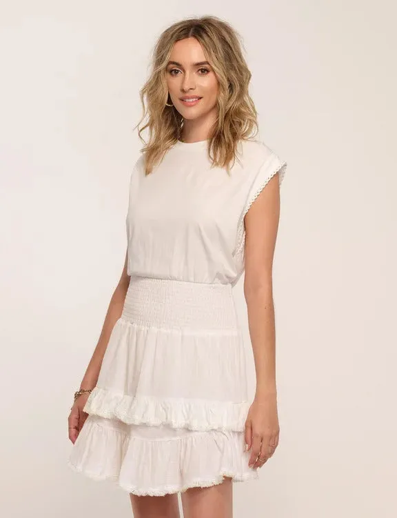 Katja Cap Sleeve Mini Dress In Eggshell
