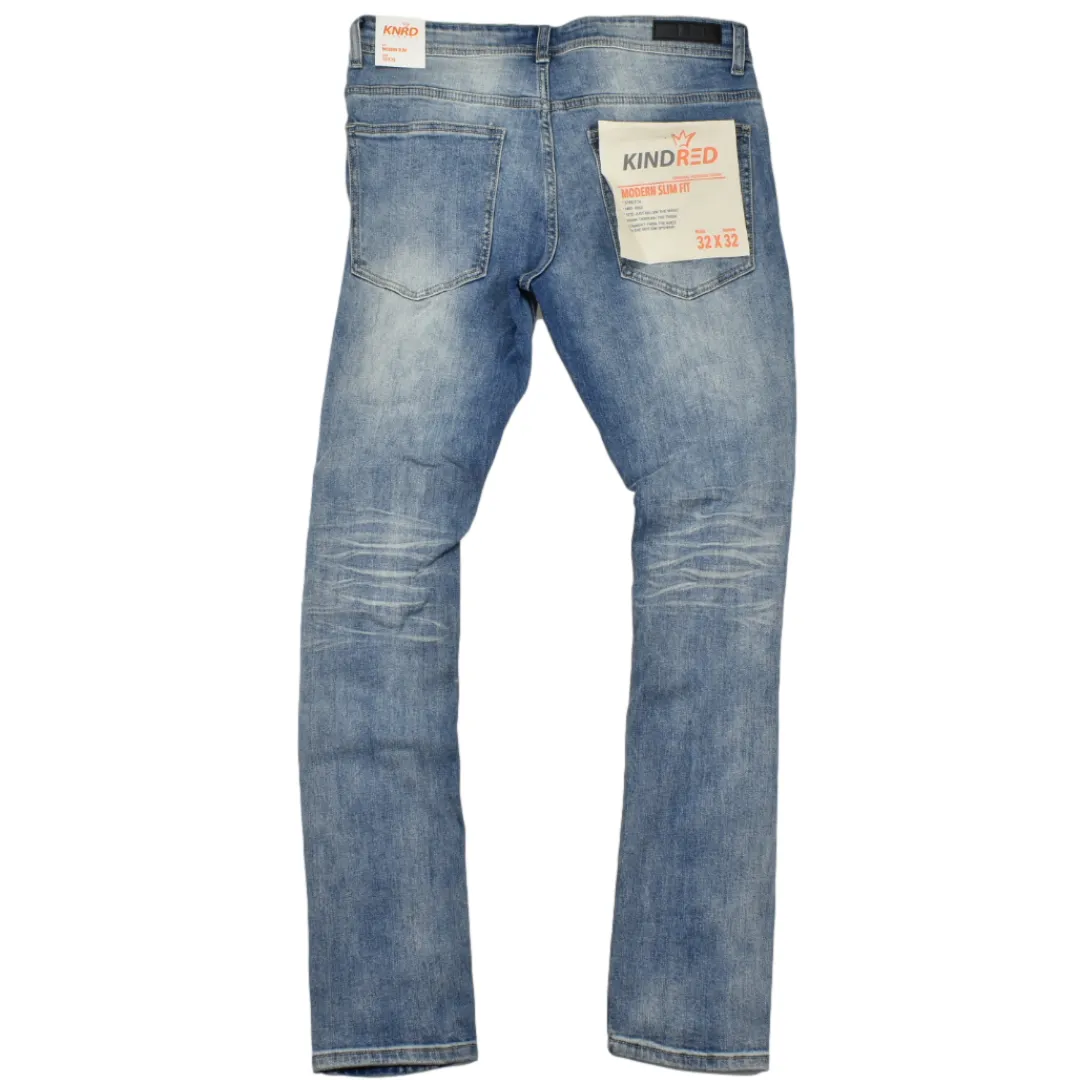 KIND RED SLIM FIT PAINT JEANS - MD BLUE KD2006