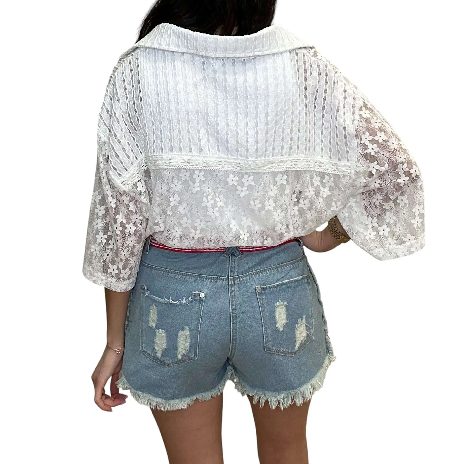 Light Wash Cut Off Denim Shorts
