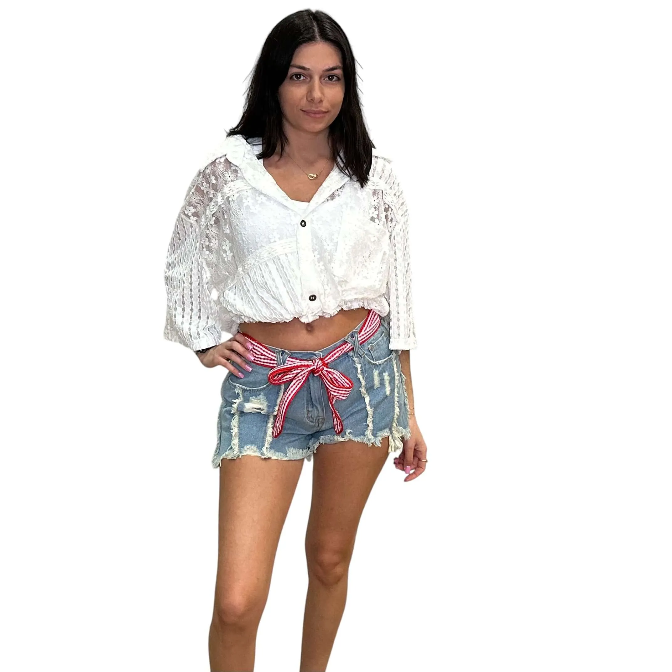 Light Wash Cut Off Denim Shorts