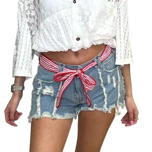 Light Wash Cut Off Denim Shorts