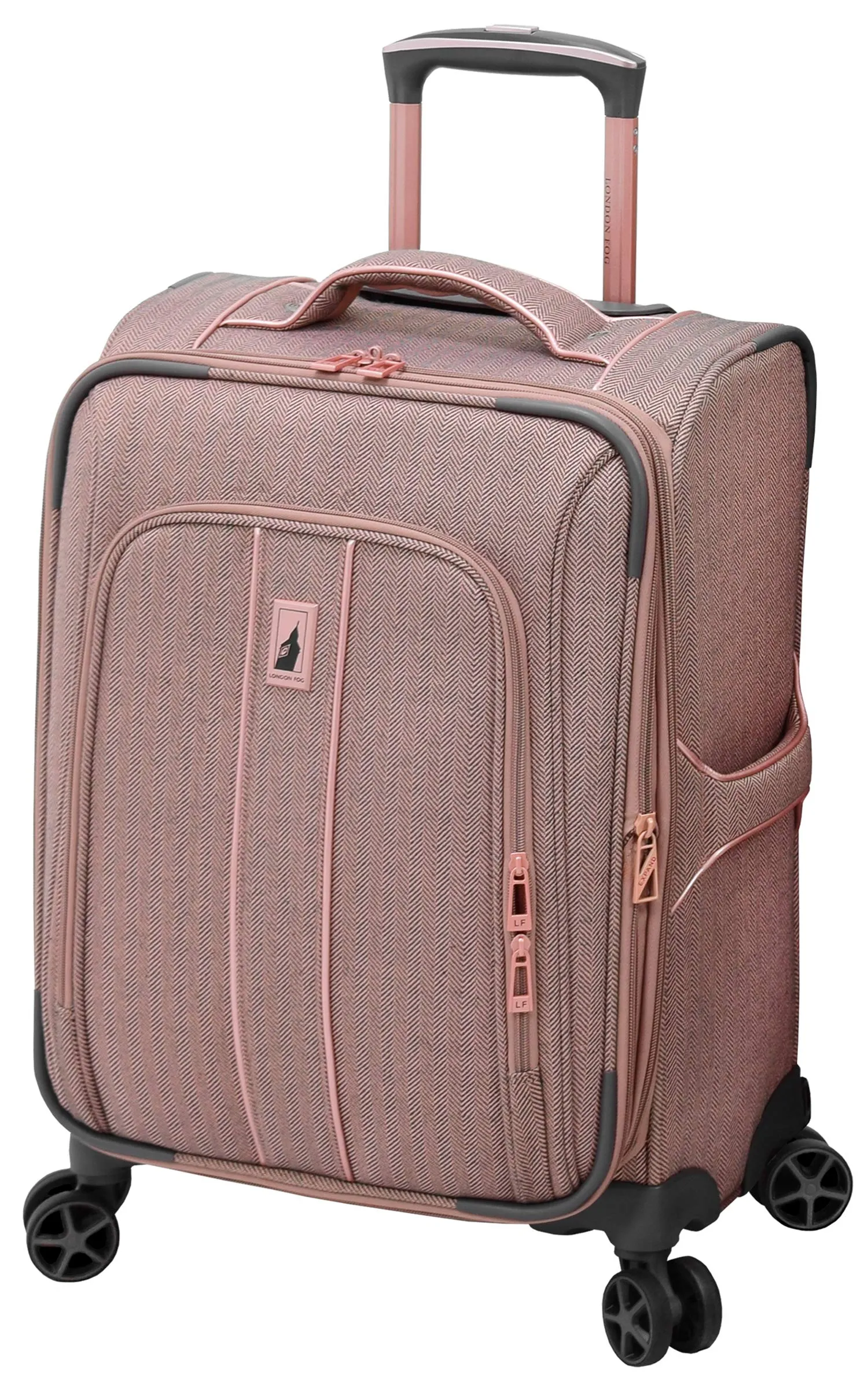 London Fog Newcastle 20" Spinner Carry-On, Rose Charcoal Herringbone