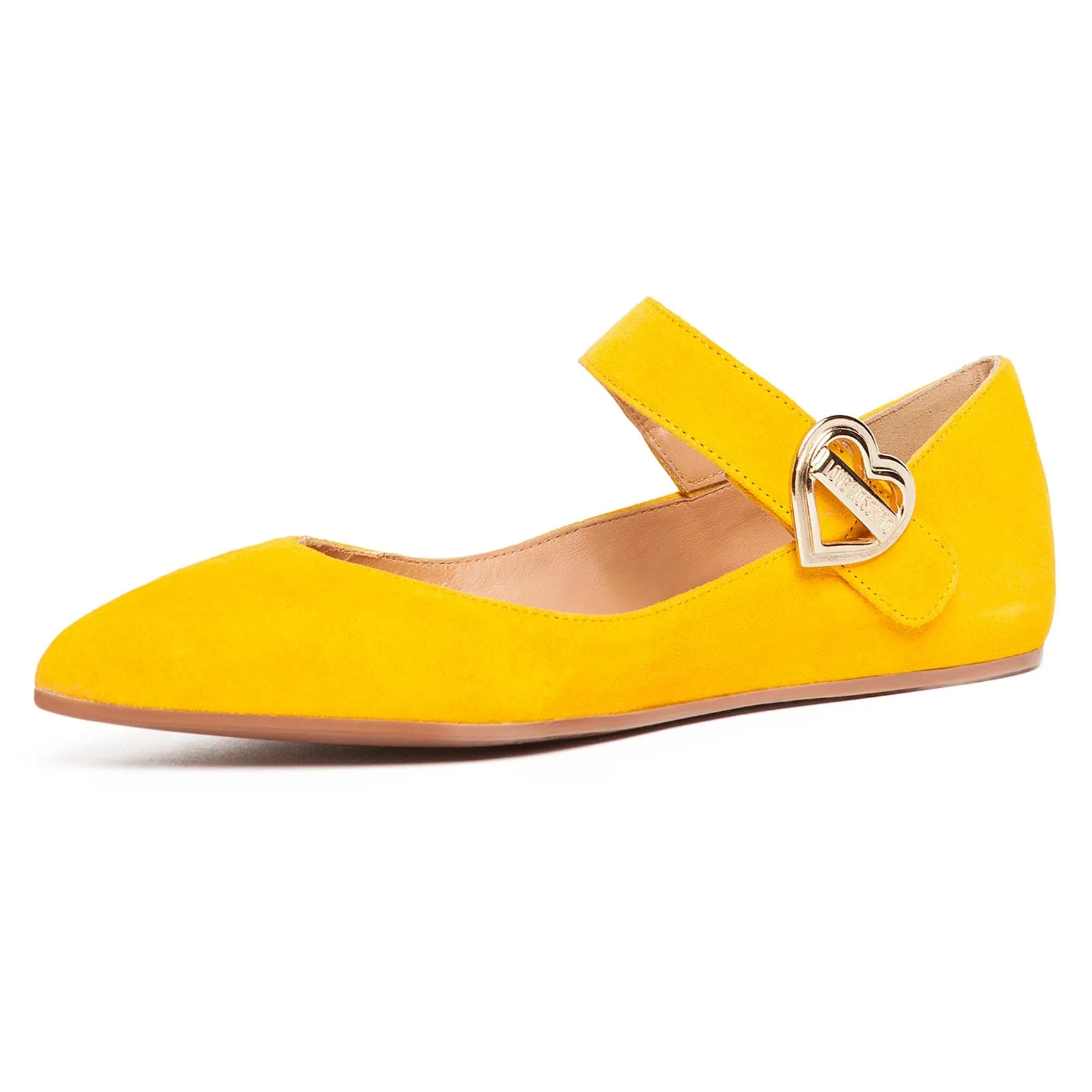 Love Moschino Yellow Pointed Toe Mary Jane Flats