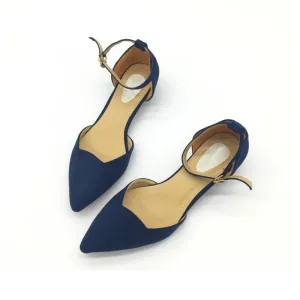 Low Heels Pumps Pointed Toe Flock D'Orsay Heels