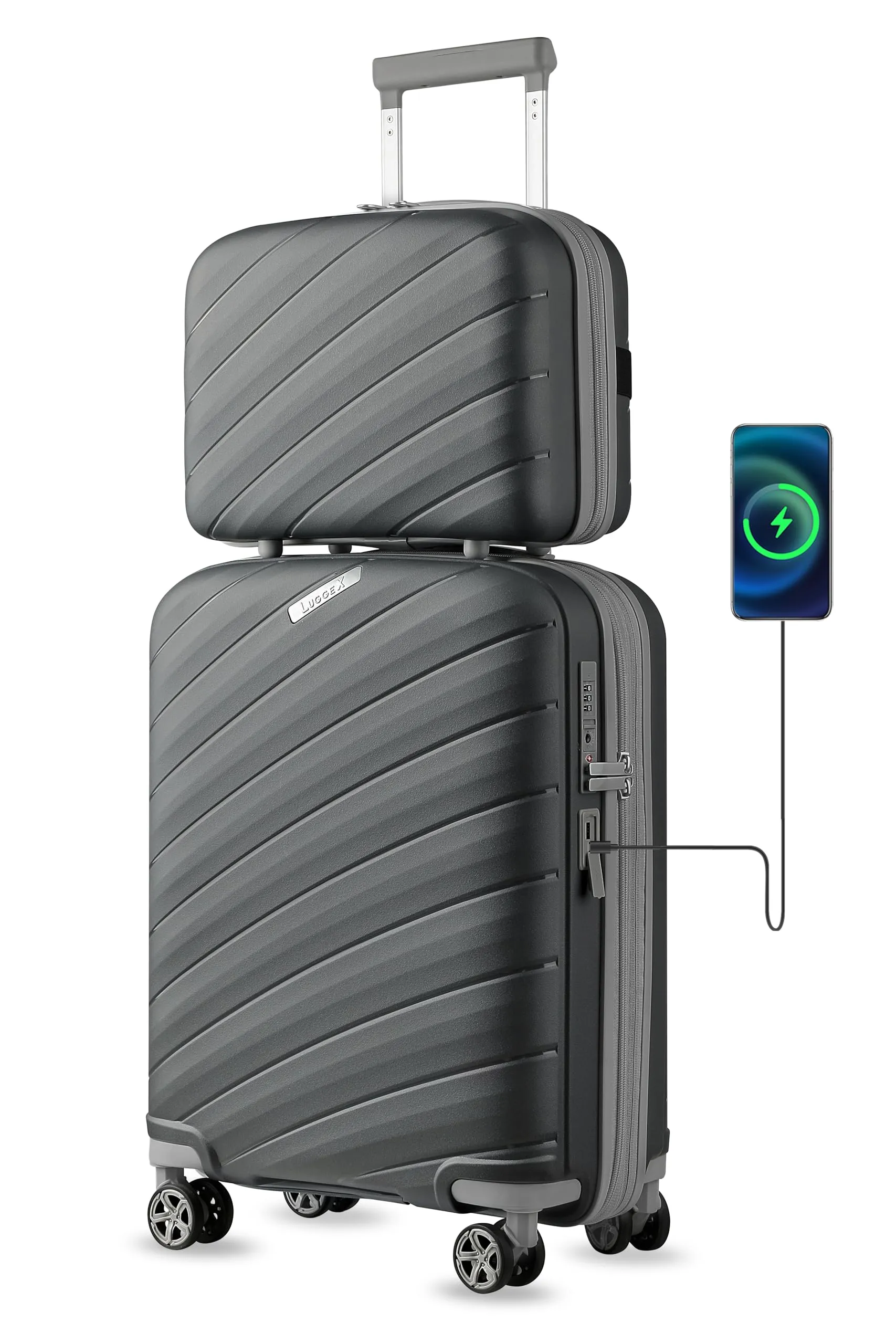 LUGGEX Lightweight 2-Piece Carry-On Luggage Set