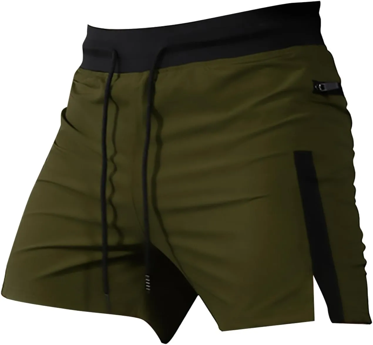 Mens Summer Workout Shorts with Zip Pocket Skinny Stretch Casual Running Shorts Elastic Waist Drawstring Slim Fit Beach Pants