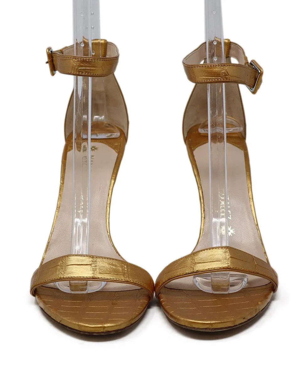 Nancy Gonzalez Gold Crocodile Sandals sz 9