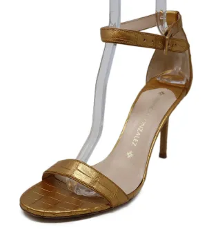 Nancy Gonzalez Gold Crocodile Sandals sz 9