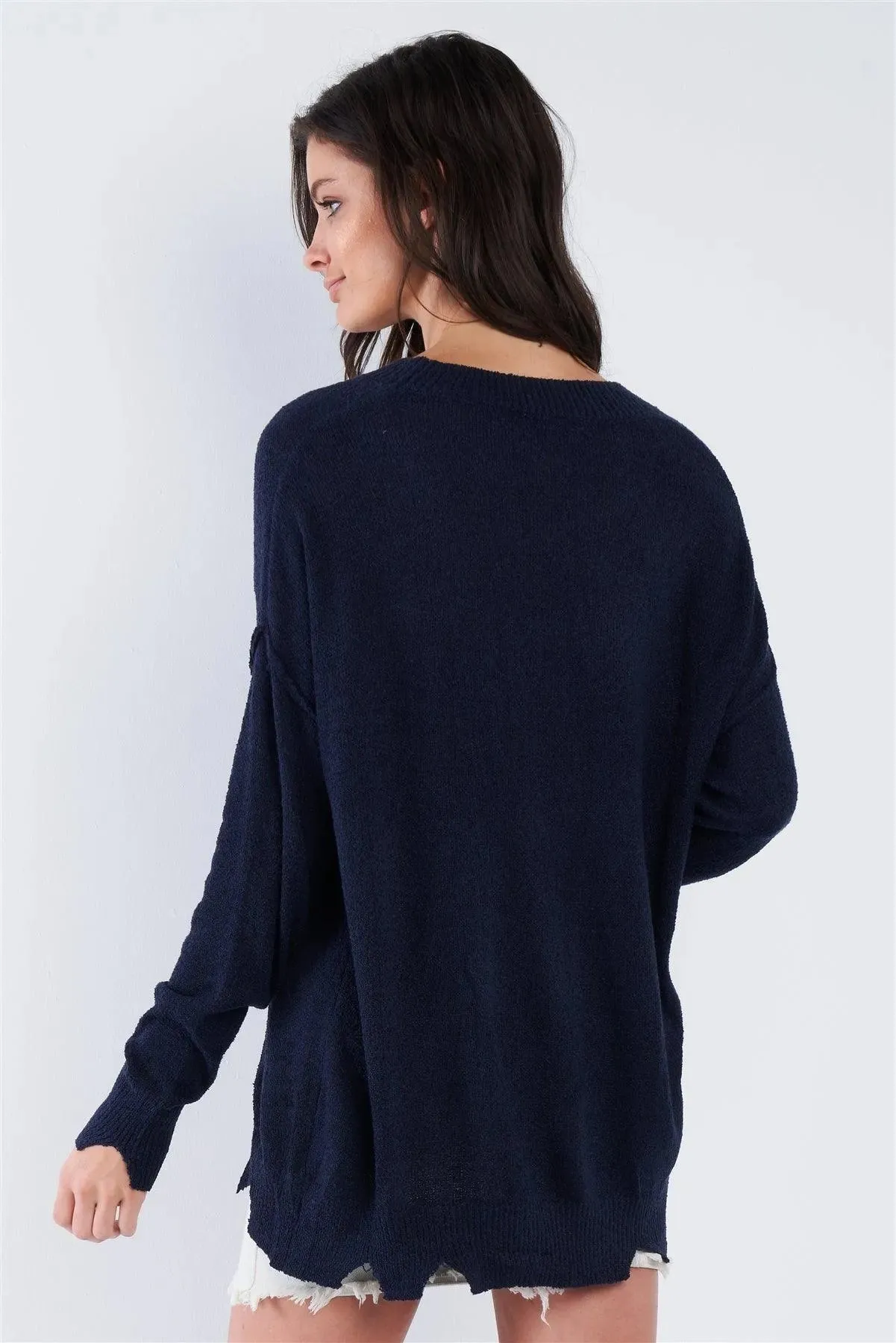 Navy Blue J'adore Print Sweater