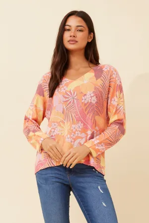 NEAVE LEAF PRINT KNIT PULLOVER