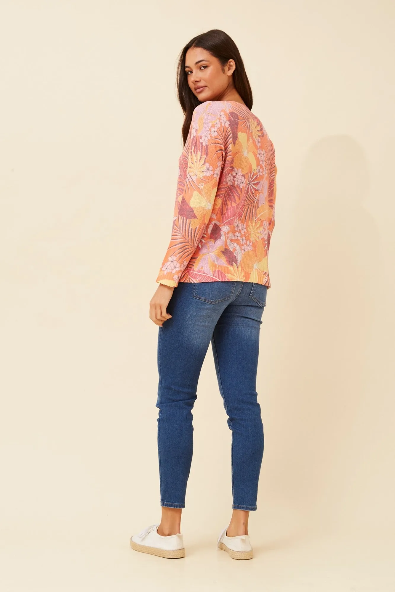 NEAVE LEAF PRINT KNIT PULLOVER