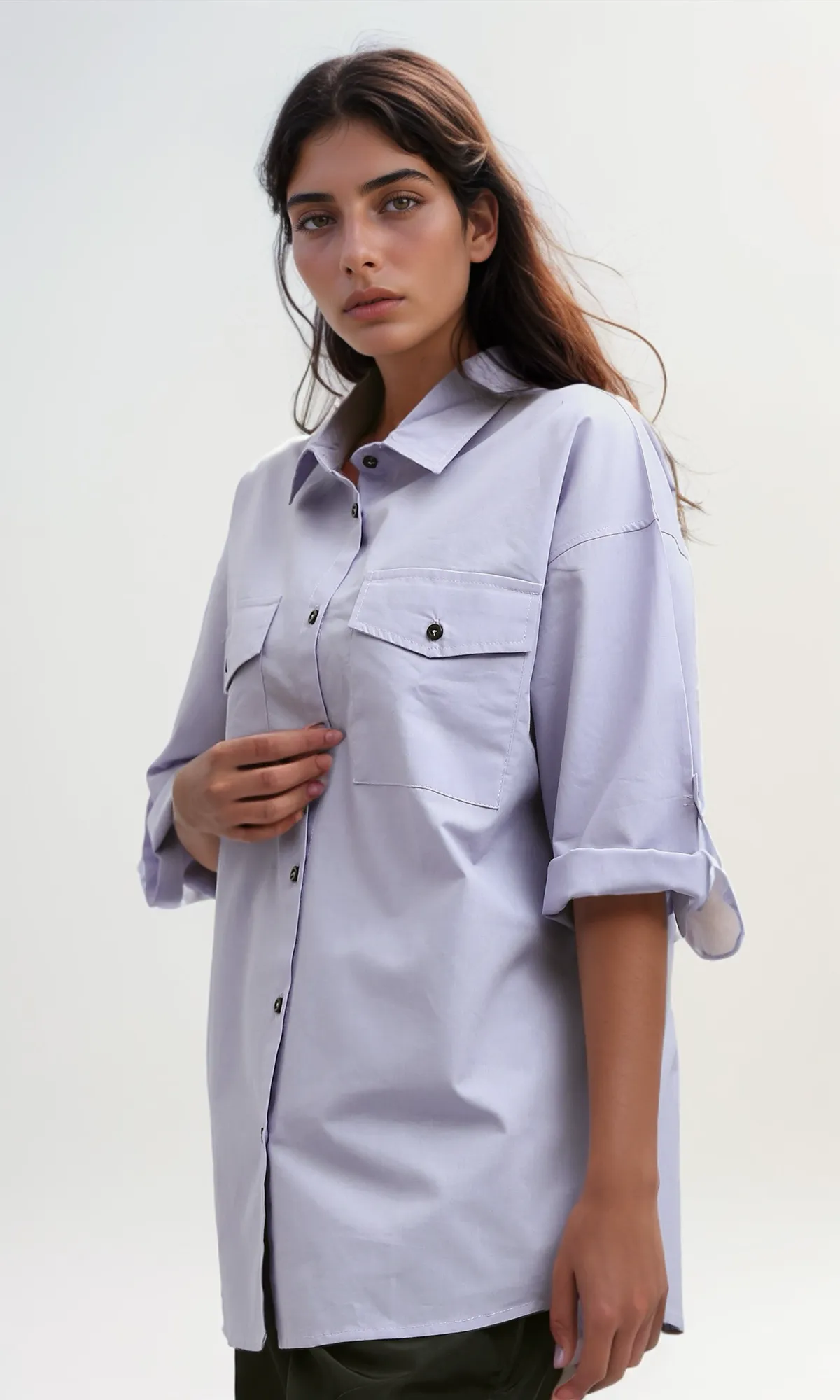 O181640 Summer 3/4 Sleeves Shirt Relaxed Fit - Light Purple