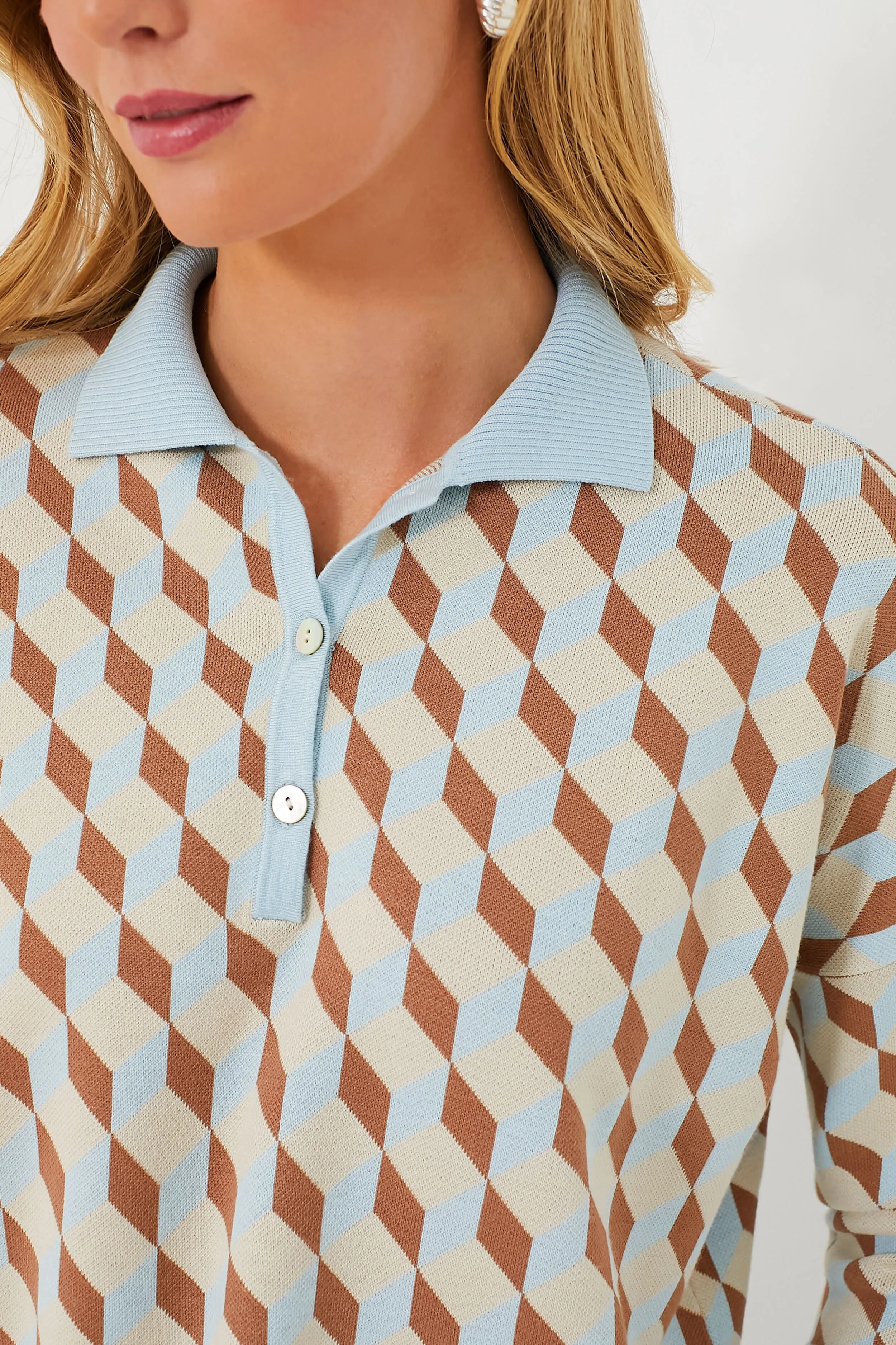Ocean Spray Knit Geo Clayton Polo