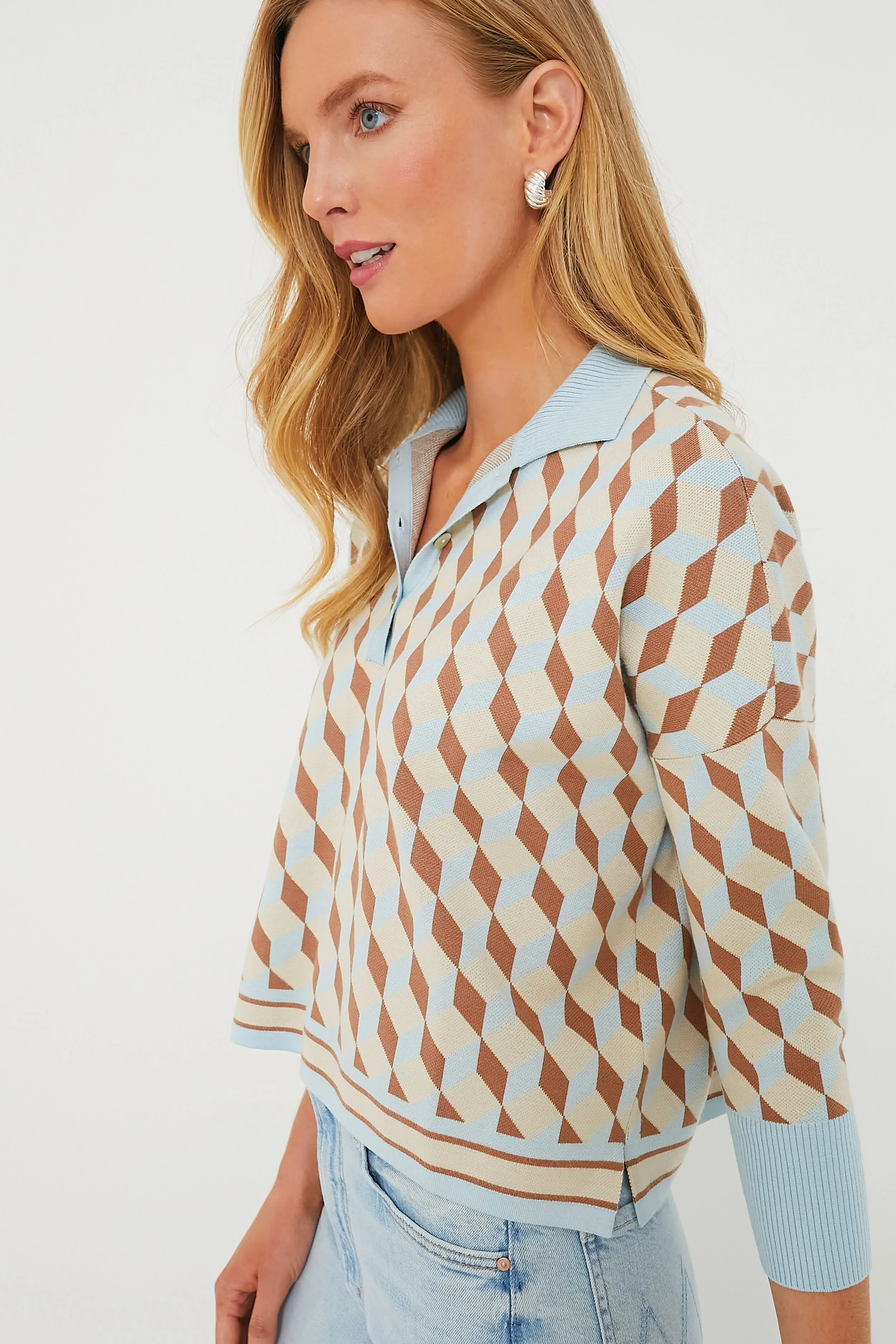 Ocean Spray Knit Geo Clayton Polo