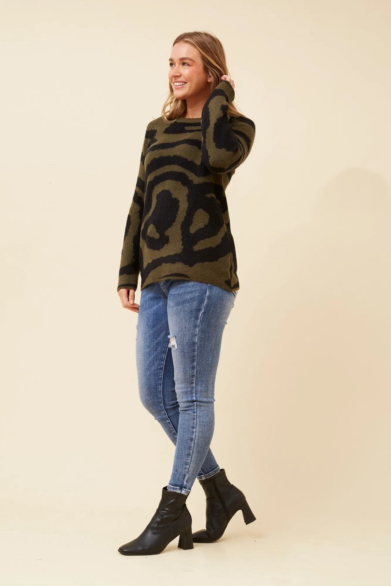 ODILLE ABSTRACT PRINT KNIT JUMPER