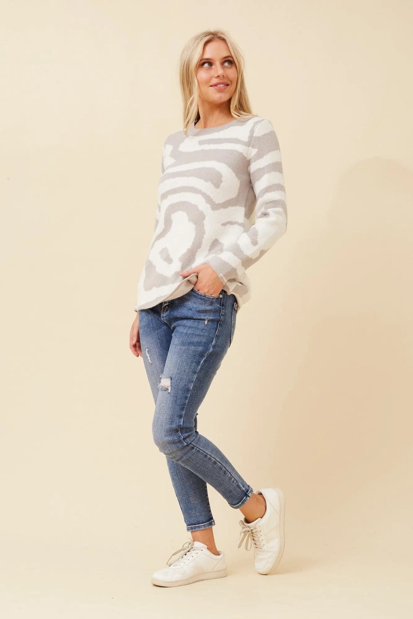 ODILLE ABSTRACT PRINT KNIT JUMPER