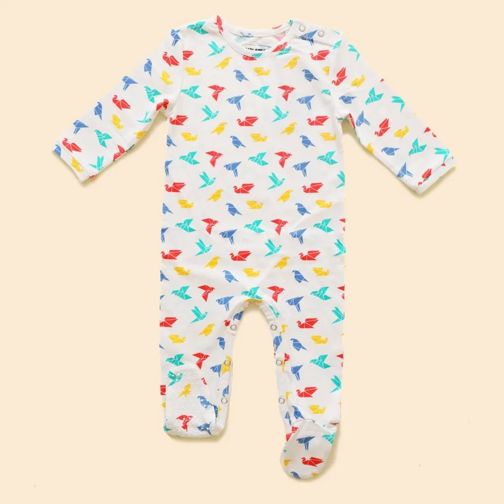 Organic Cotton Sleepsuit with Footsie- Gummy Birds