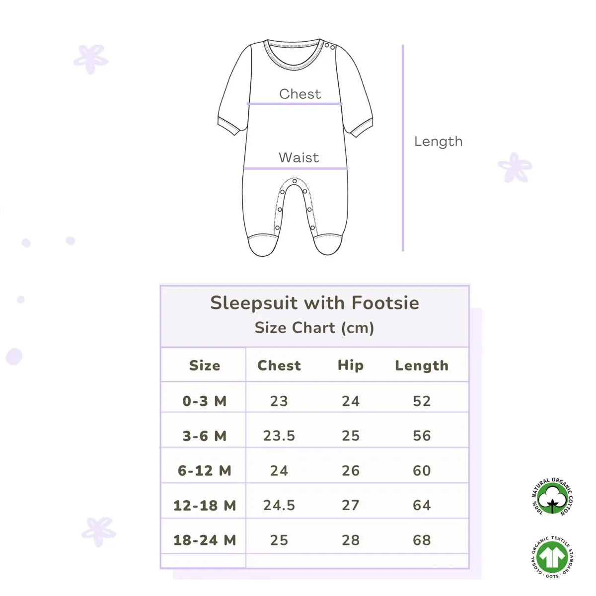Organic Cotton Sleepsuit with Footsie- Gummy Birds