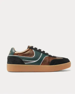 Panelled Suede and Leather  Brown low top sneakers