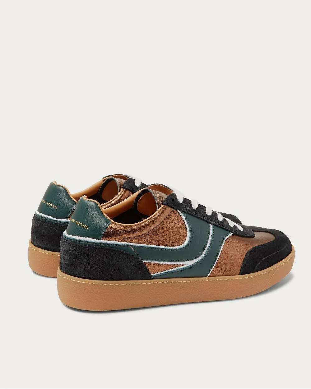 Panelled Suede and Leather  Brown low top sneakers