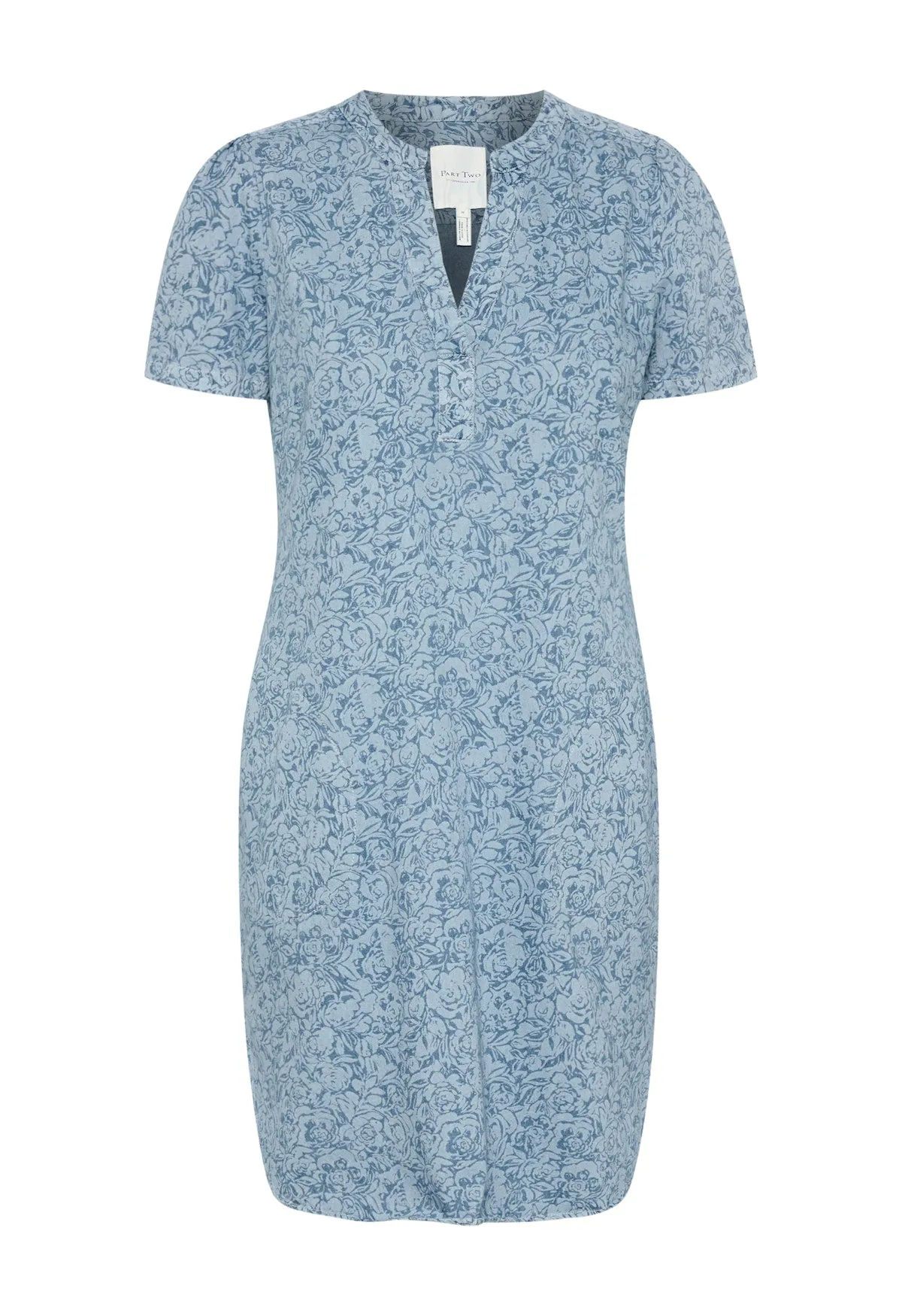 Part Two Aminase Denim Rose Short Sleeve Denim Dress with Pockets