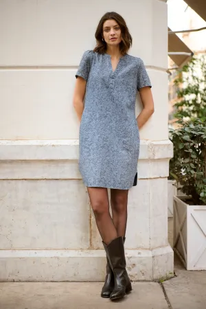 Part Two Aminase Denim Rose Short Sleeve Denim Dress with Pockets